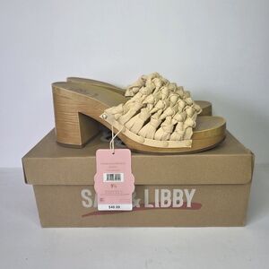 SAM & LIBBY CARINA EGGSHELL KNOTTED MULE HEELS SIZE 9 1/2